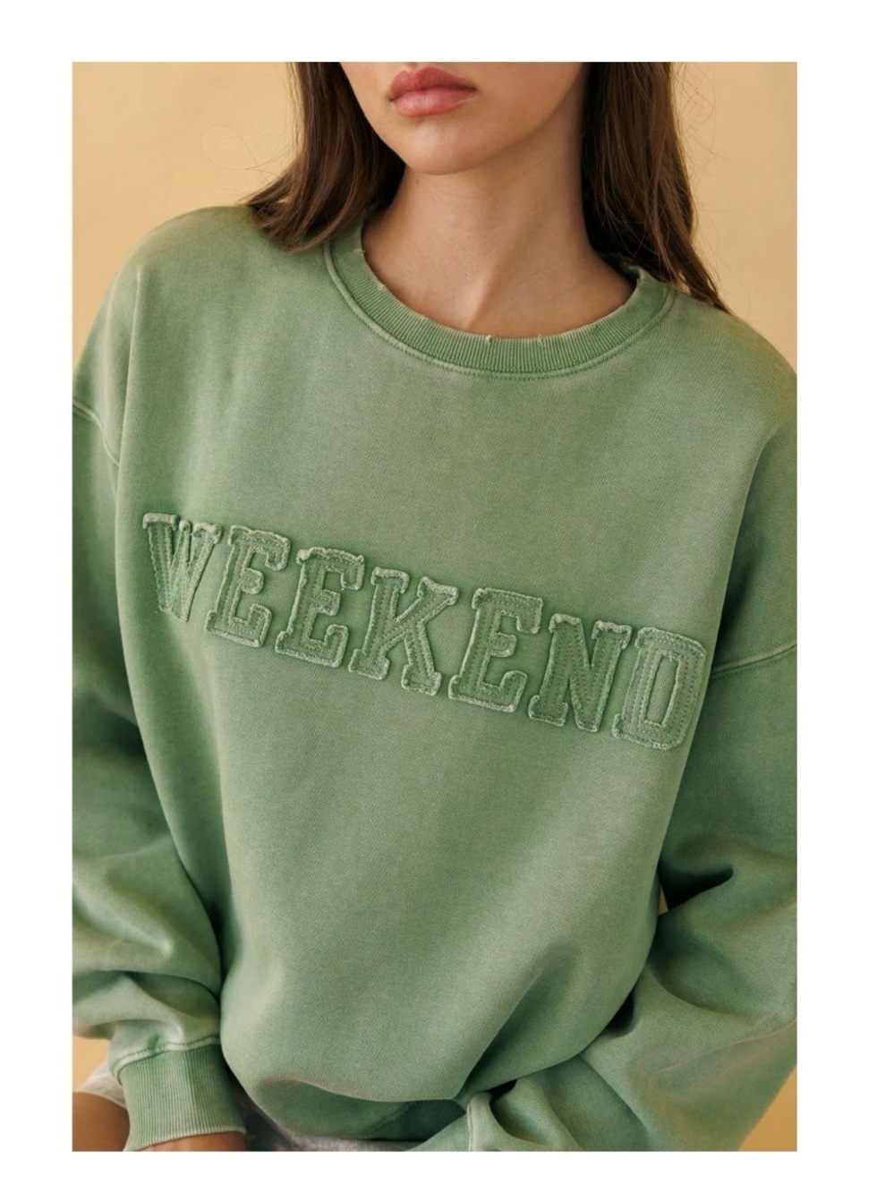 Lazy Sunday Weekend Patchwork Sweatshirt - Laurel Green